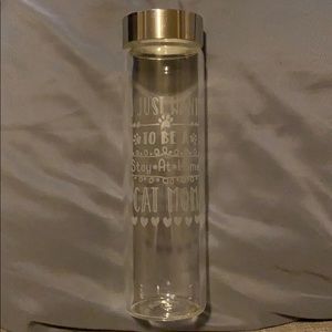 Glass Cat mom clear water bottle twist cap